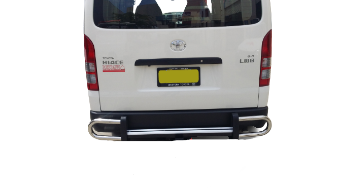 Silver Rear Tow Loop Step Bar Suitable For Toyota Hiace LWB 2005-2019 - W/ Tow Ball and Tongue