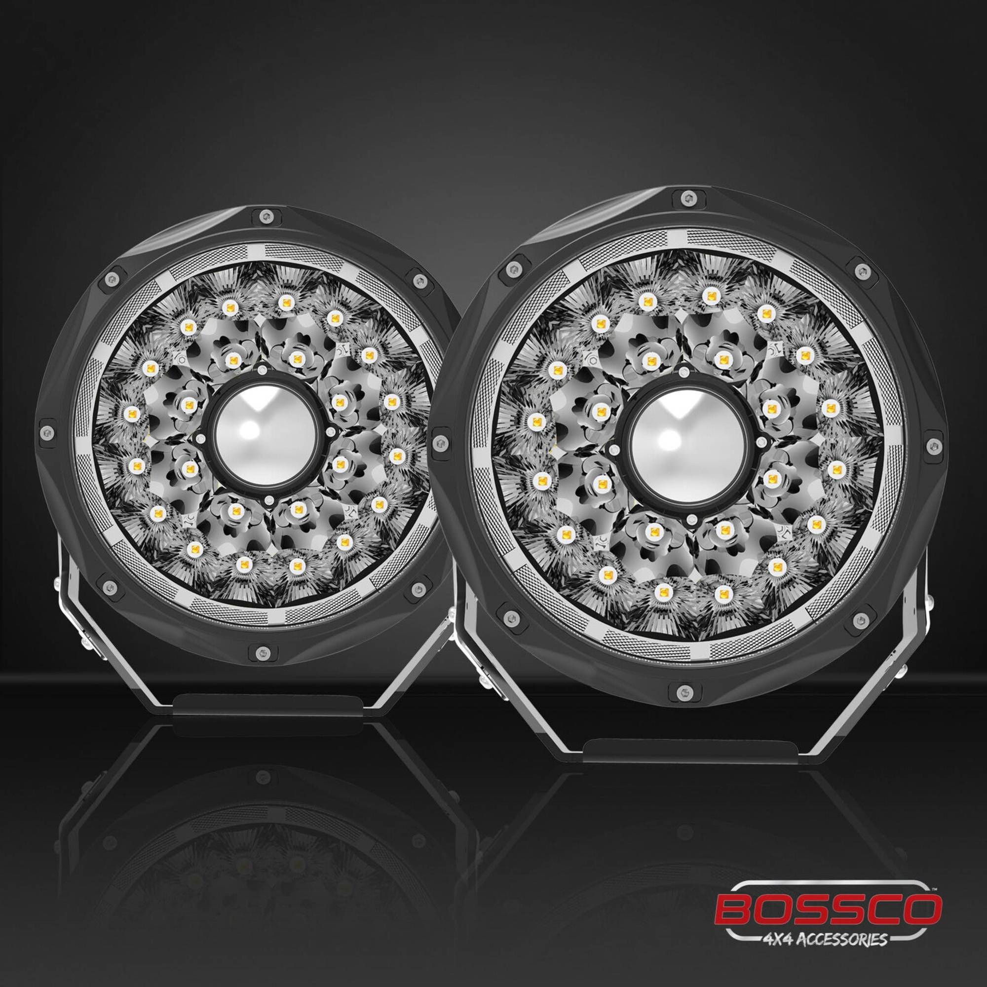 9" Laser LED Driving Lights with DRL | 1 Lux @ 2018m | 16600 Lumens | IP68 Rated - Pair w/ Electrical Harness