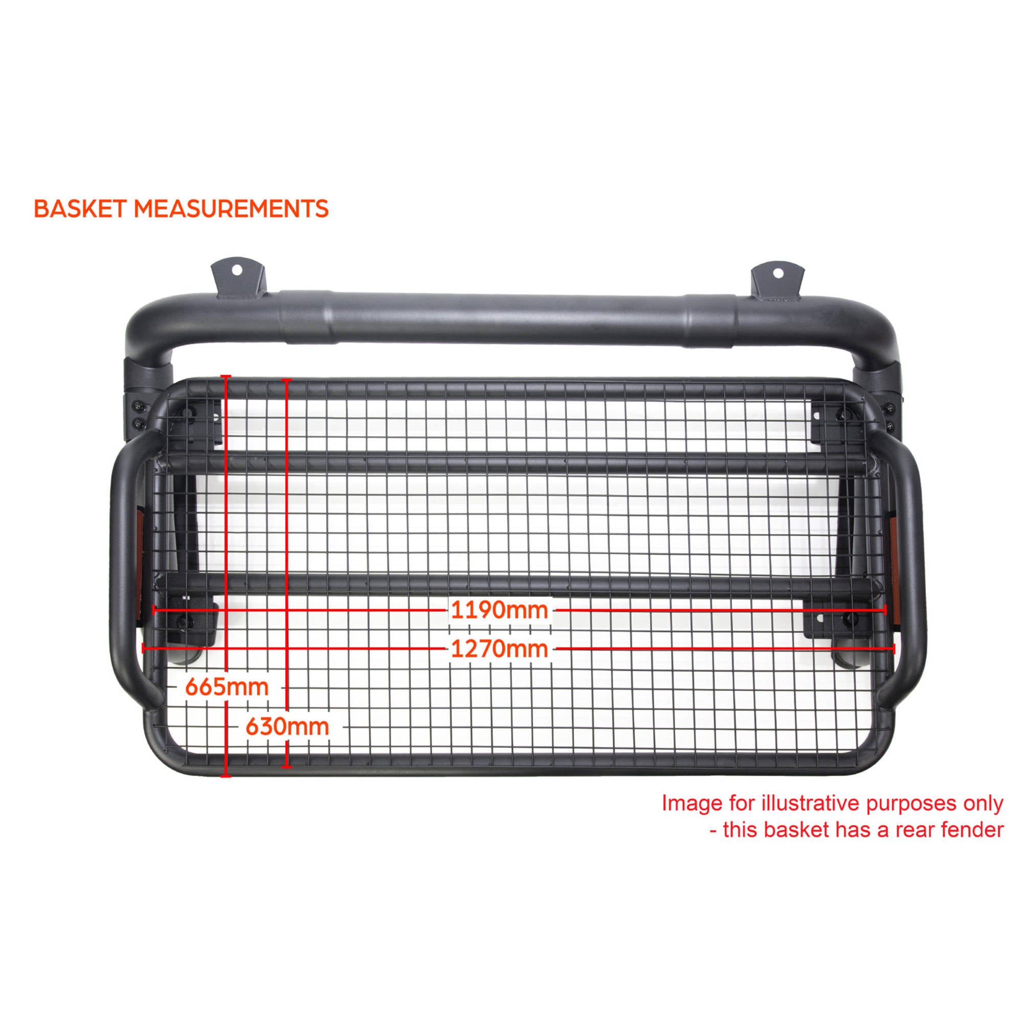Adjustable Width Black Extended Roll Sports Bar With Basket & Integrated Rear Brake Light for Bossco Roller Covers