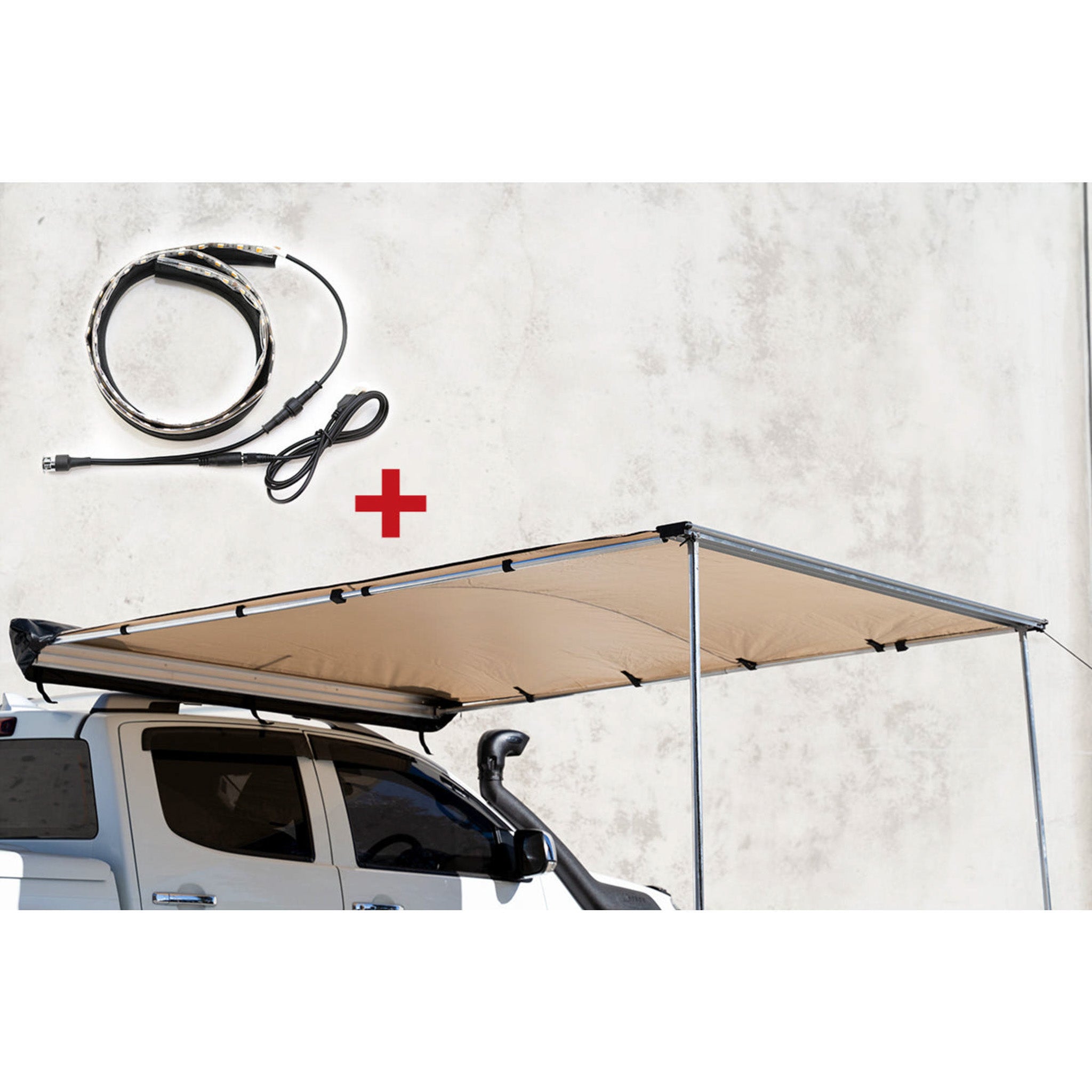 Bossco 2m x 2.5m Side Awning and LED Strip Light Combo Pack