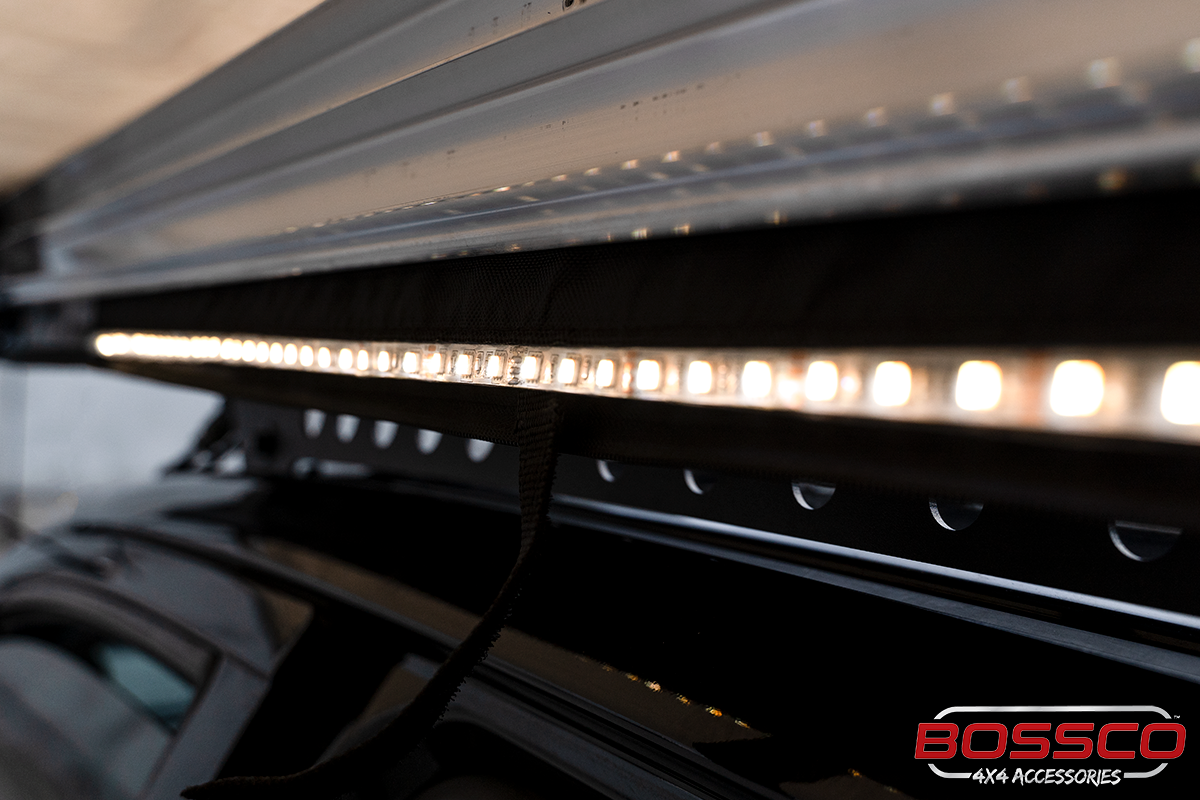 Bossco 2m x 2.5m Side Awning and LED Strip Light Combo Pack