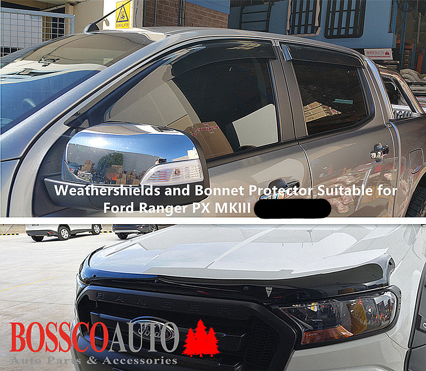 Weathershields Window Visors and Bonnet Protector Suitable for Ford Ranger MKIII 2018-2022