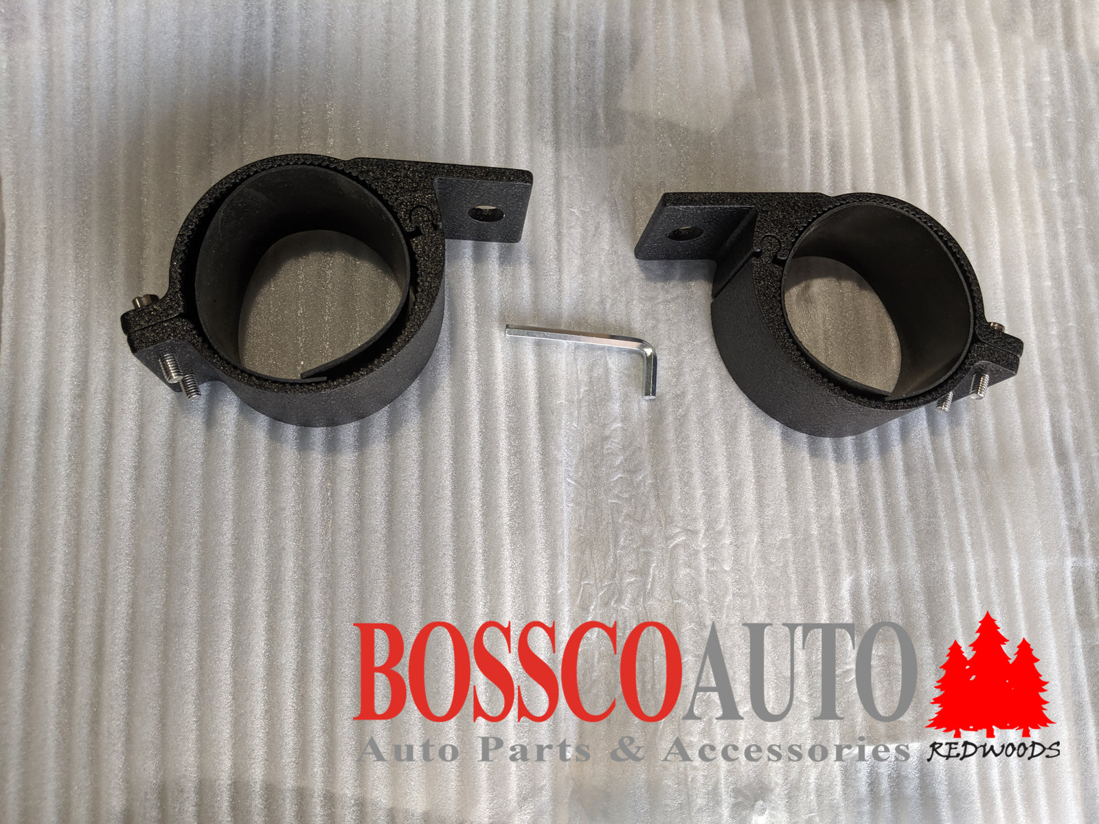 Pair of Black Light Bracket Clamp Mount for 2.5" Inch Diameter Round Bar