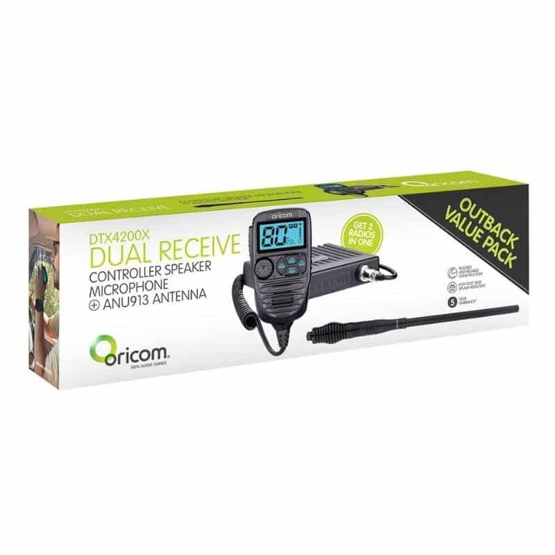 Oricom DTX4200X Dual RX Receive Controller Speaker Mic with ANU913 Antenna OUTBACK VALUE PACK