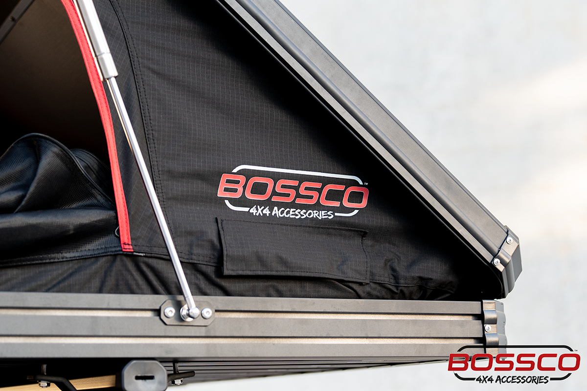 Rooftop Tent and Camping Car Tent with Bossco 4x4 Accessories logo installed on a 4WD Car roof