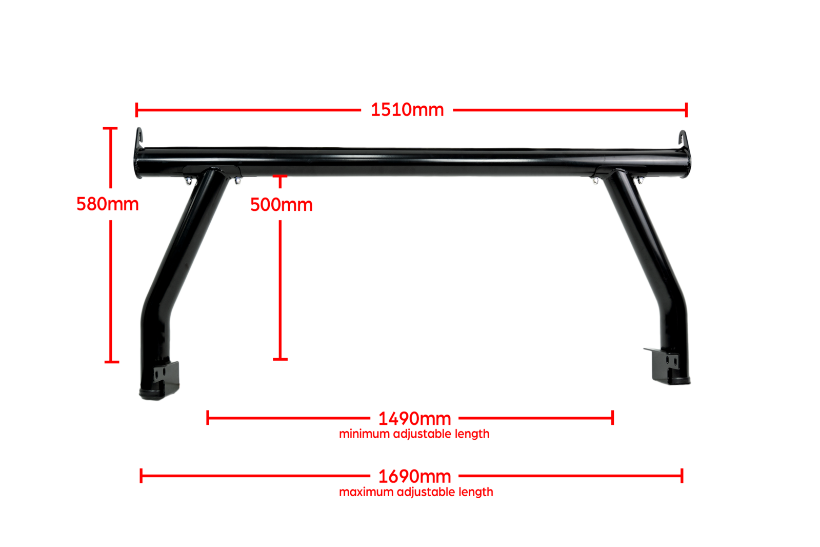 Universal Black Steel Ute Tub Ladder Rack