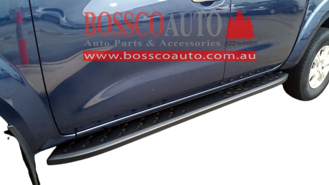 Black Steel Shark Side Steps suitable for Nissan Navara D23/NP300 2015-2020