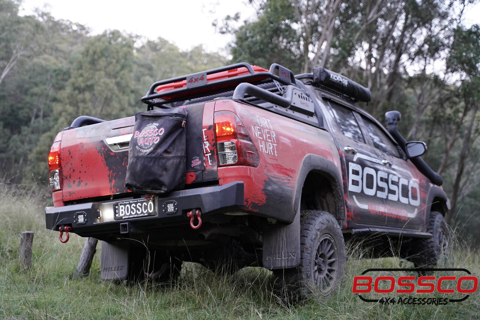 Black Rear Step Bar With Lights Suitable for Toyota Hilux 2005-2020