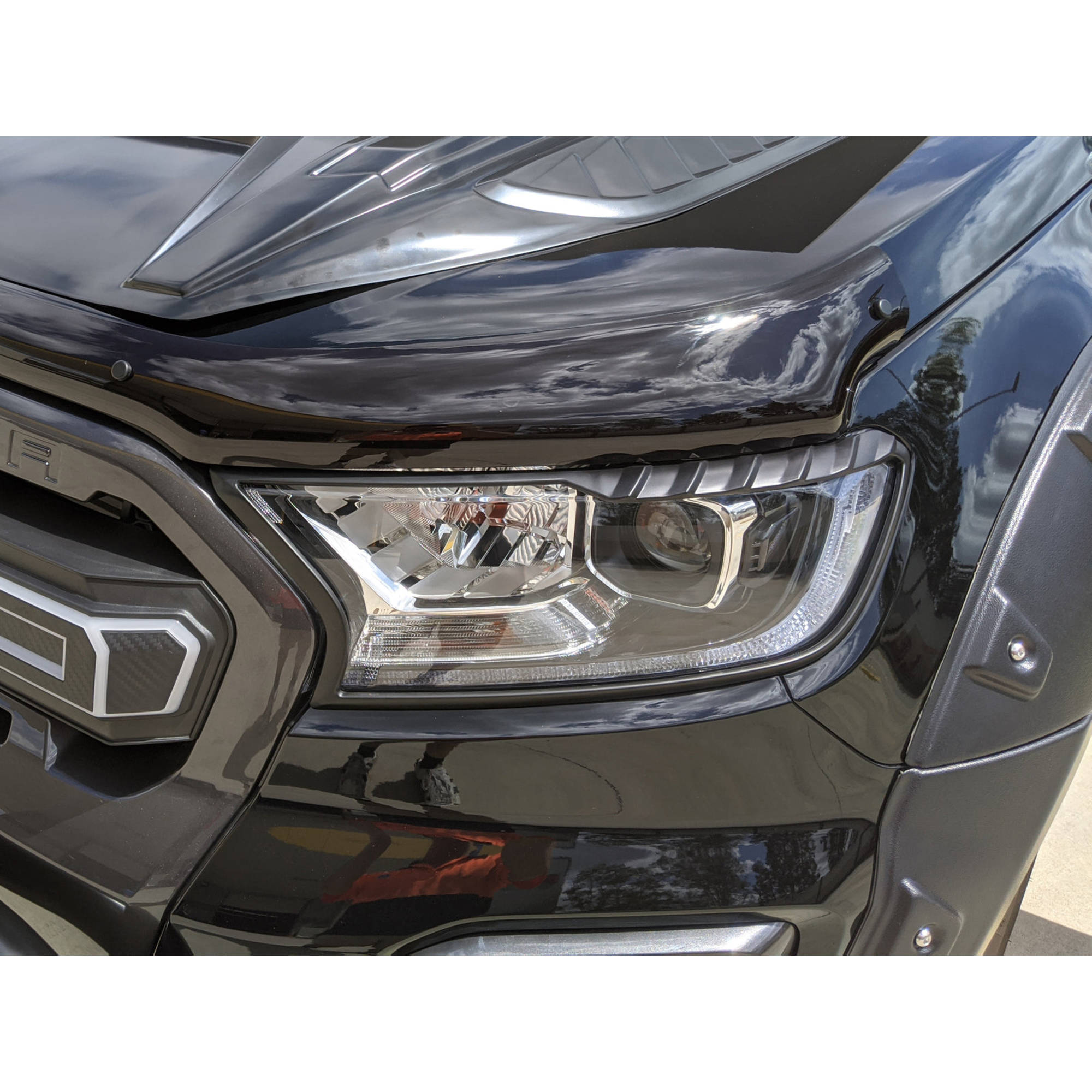 Front Black Headlight Head Light Trim Covers Suitable For Ford Ranger PX MK2 2015-2018