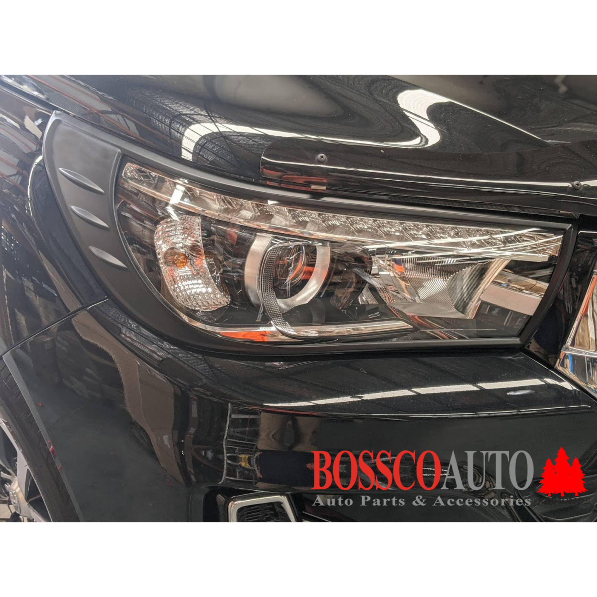 Front Black Headlight Head Light Trim Covers Suitable For Toyota Hilux SR5 2015-2020