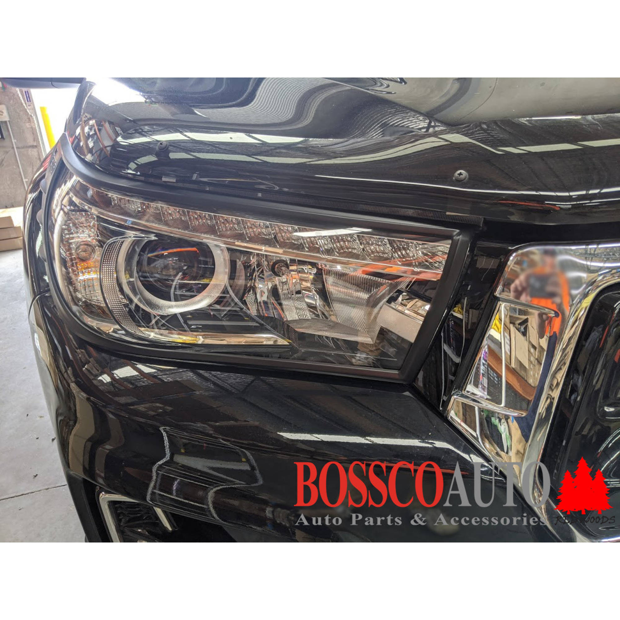 Front Black Headlight Head Light Trim Covers Suitable For Toyota Hilux SR5 2015-2020