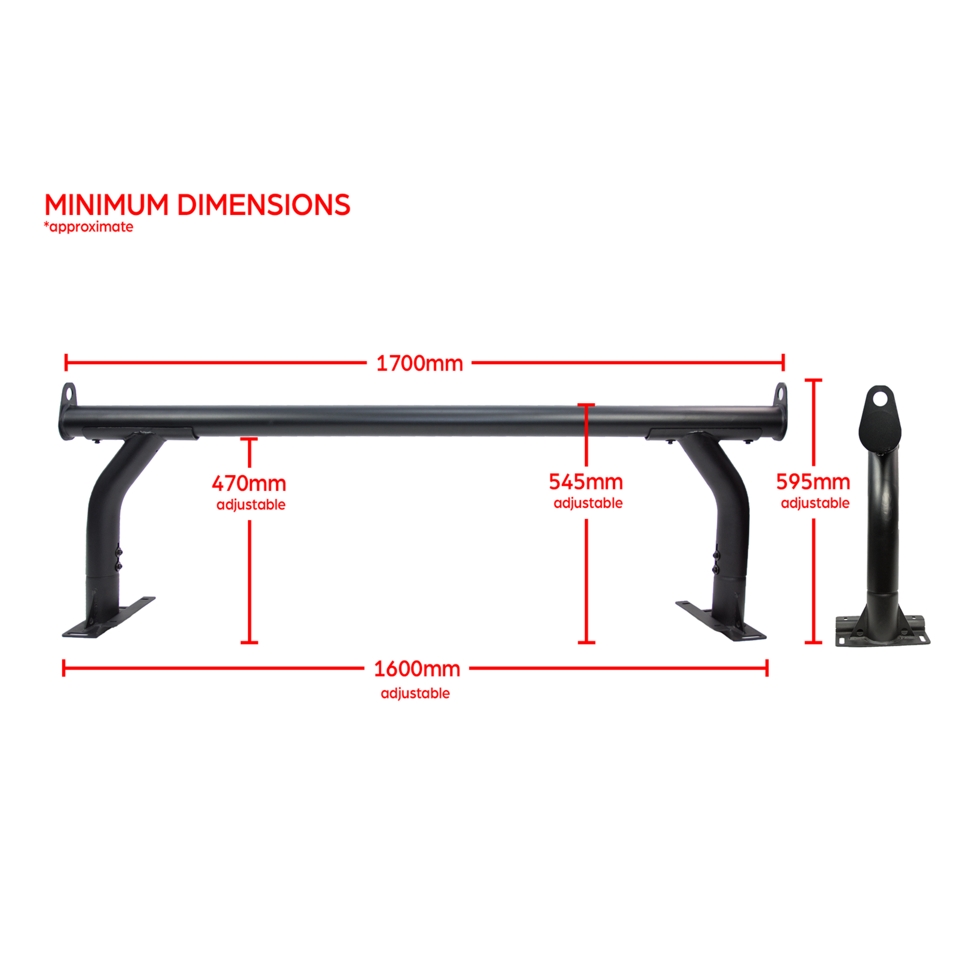 Adjustable Black Steel Ladder Rack Suitable With Bossco4x4 Roller Shutters - Single
