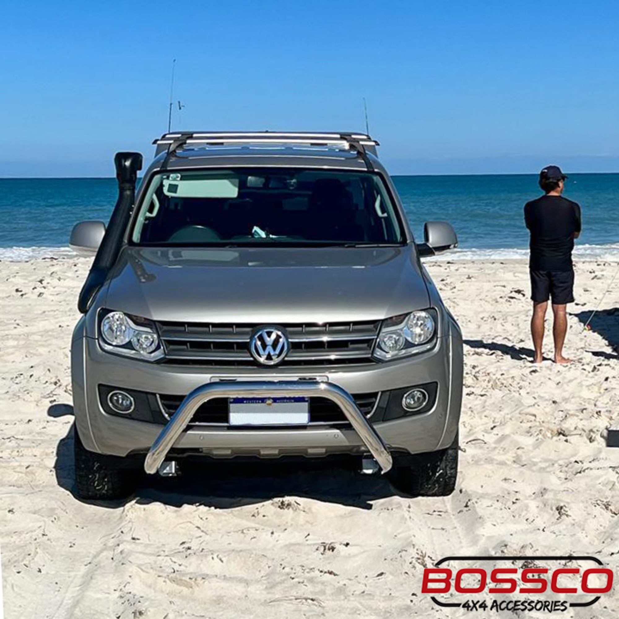 Silver Stainless Steel Bulldog Nudge Bar Suitable For Volkswagen Amarok 2010-2022 (Suits Front parking Sensors)