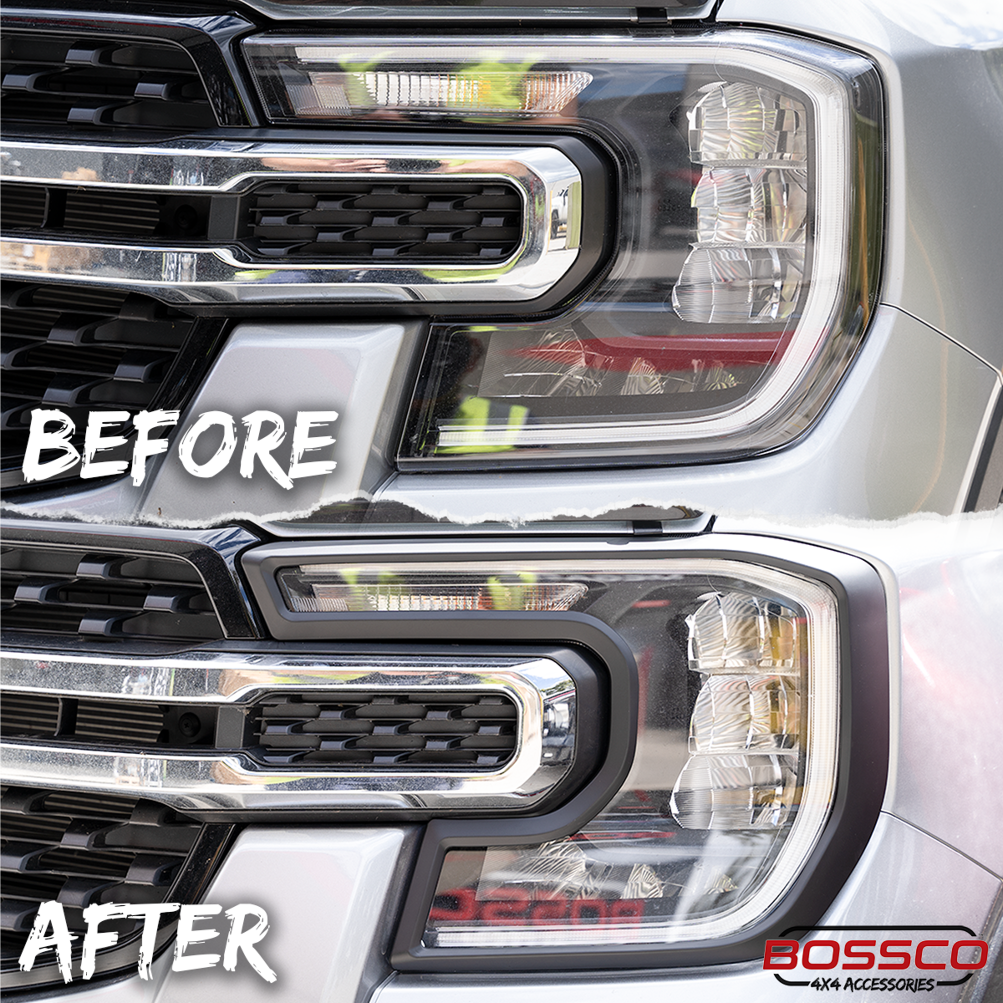 Front Black Headlight Head Light Trim Covers Suitable For NEXT GEN Ford Ranger XLT Sport Wildtrak Raptor 2022-2025