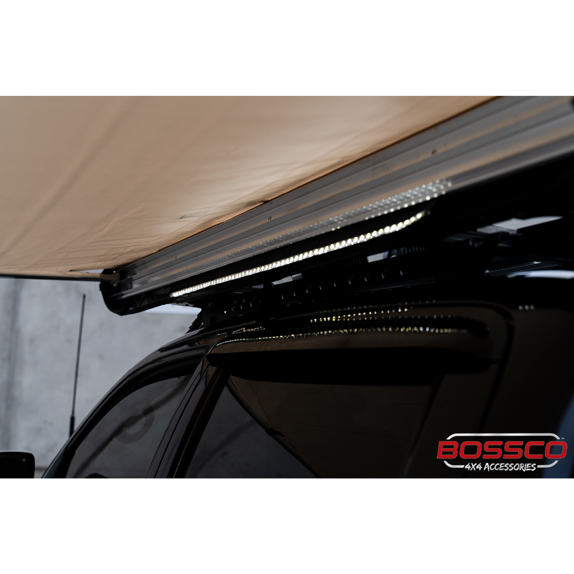 Bossco 2m x 2.5m Side Awning and LED Strip Light Combo Pack