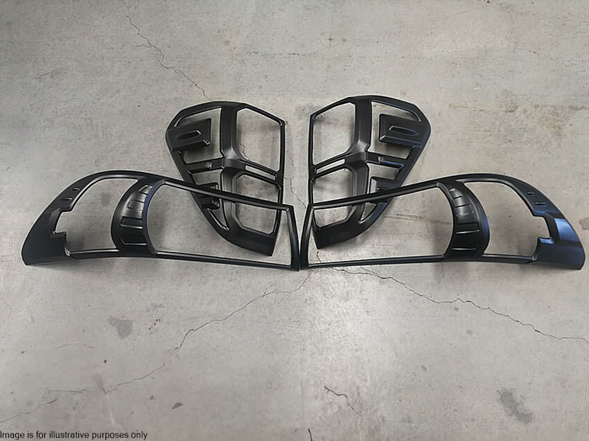 Matte Black Headlight & Tail Light Lamp Cover Trim For Toyota Hilux N80 SR & Workmate 2015-2020