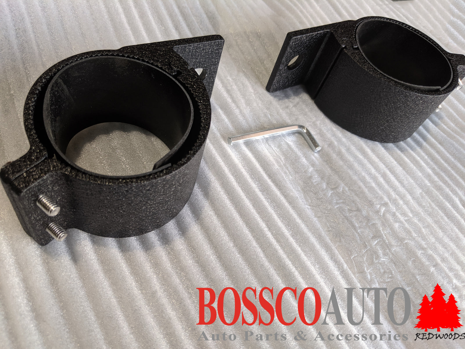 Pair of Black Light Bracket Clamp Mount for 3" Inch Diameter Round Bar