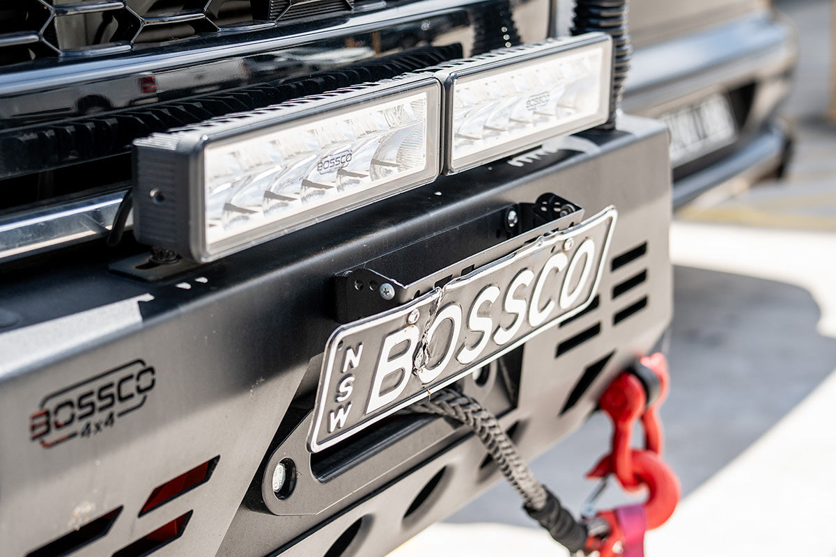 Black Bullbar Licence Plate Flip Up Bracket Mount Holder For Winch