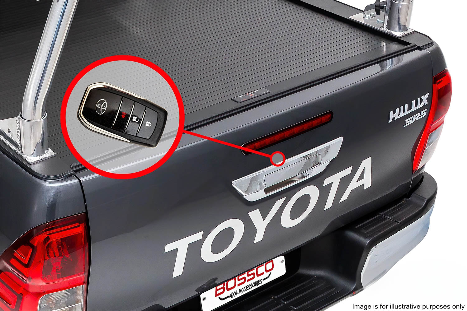 Tailgate Tail gate Central Locking Kit For Toyota Hilux Revo 2016-2024 (With No Tailgate Key Hole)