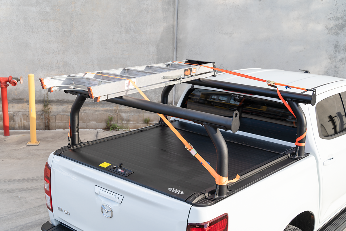 Adjustable Black Steel Ladder Rack Suitable With Bossco4x4 Roller Shutters - Single