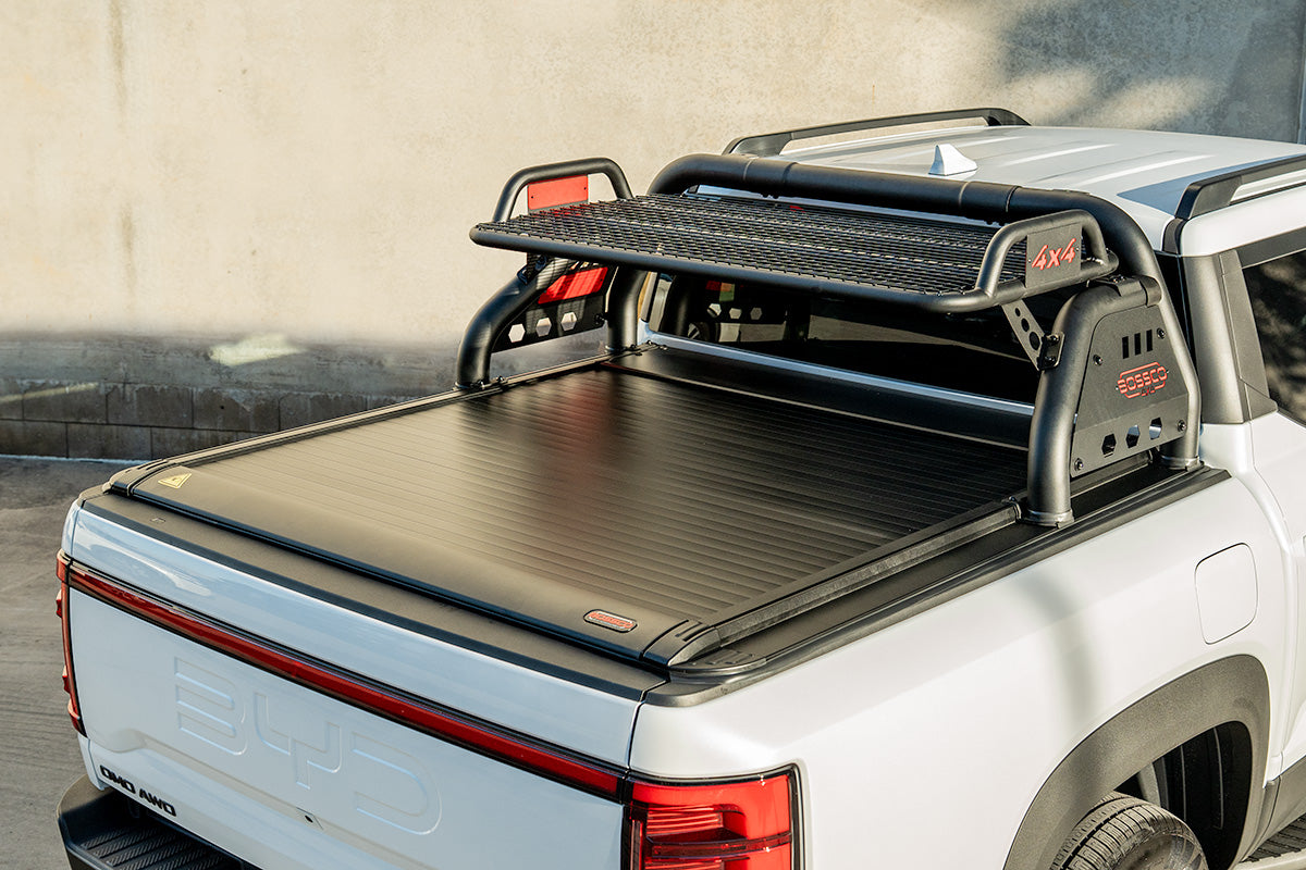 Loaded Sports Bar with Roof Basket - Compatible for Bossco Roller Shutters