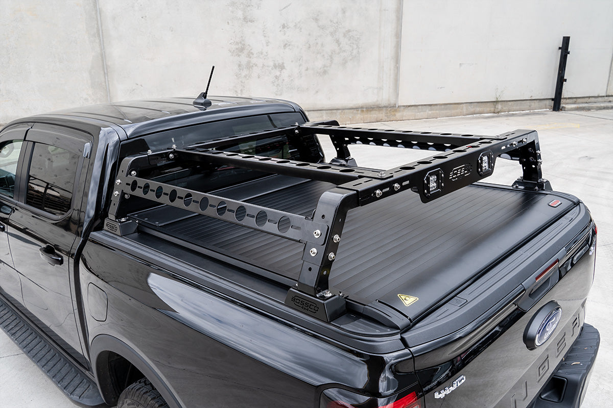 A Bossco roller cover setup with accessories fitted above the ute tub