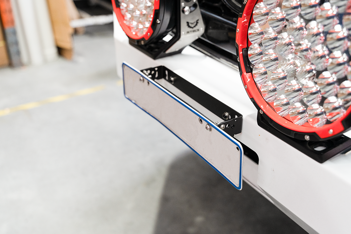 Black Bullbar Licence Plate Flip Up Bracket Mount Holder For Winch