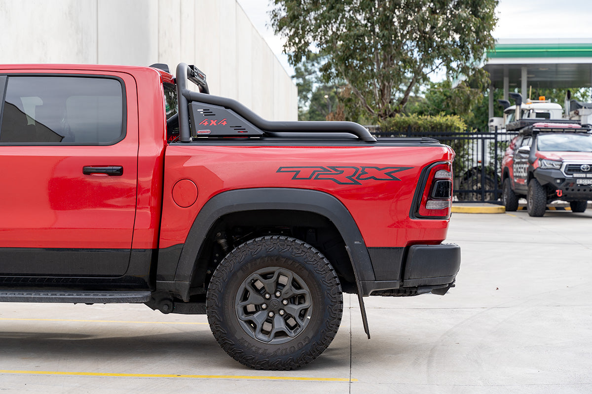 Black Steel Extended Sports Bar Suitable With BA Roller Shutters - For Large American Utes
