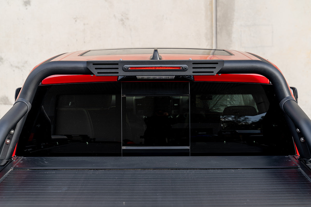 Black Steel Extended Sports Bar Suitable With BA Roller Shutters - For Large American Utes