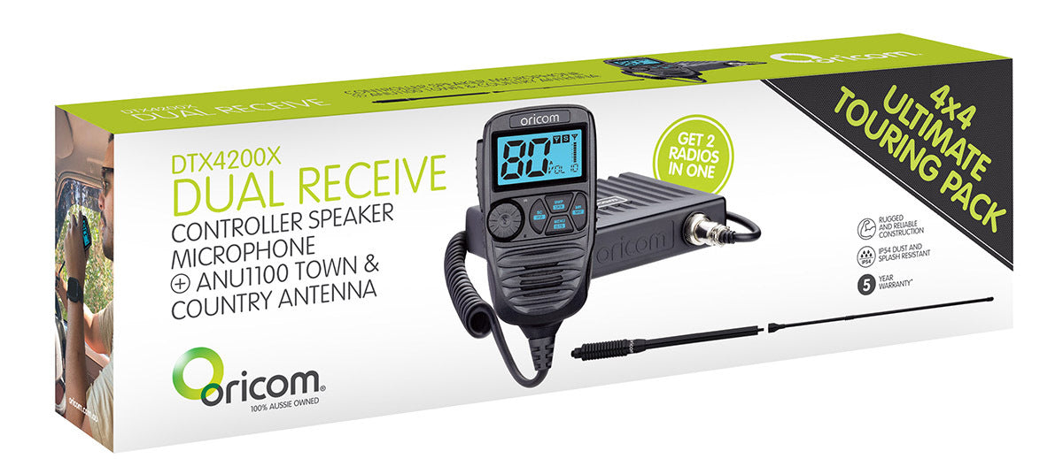 Oricom DTX4200XPK Dual RX Receive Controller Speaker Mic with ANU1100 Antenna