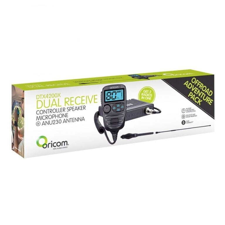 Oricom DTX4200X Dual RX Receive Controller Speaker Mic + ANU230 Antenna OFFROAD ADVENTURE PACK