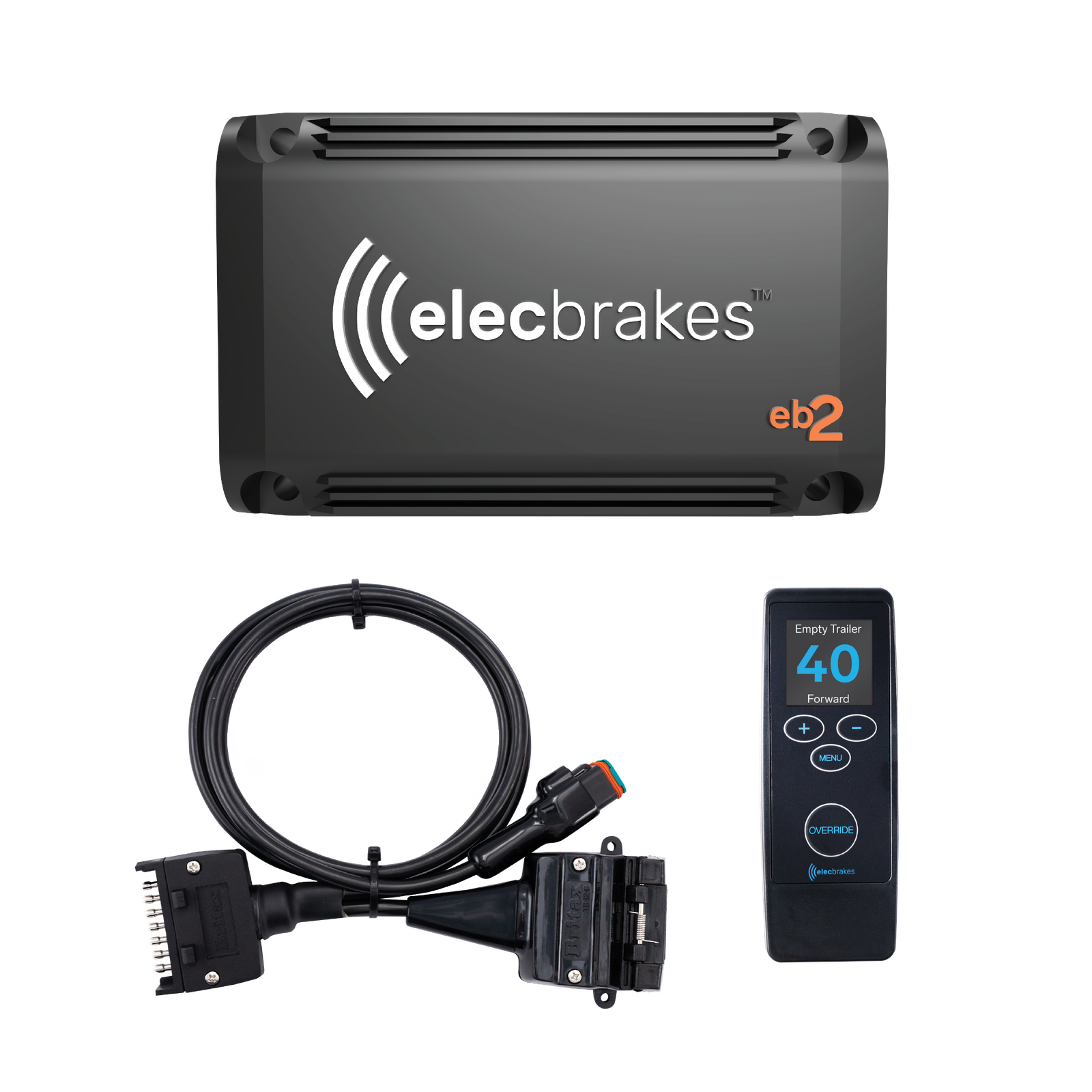 Elecbrakes Electric Brake Controller - Adapter Flat 7pin to Flat 12pin socket - With Remote